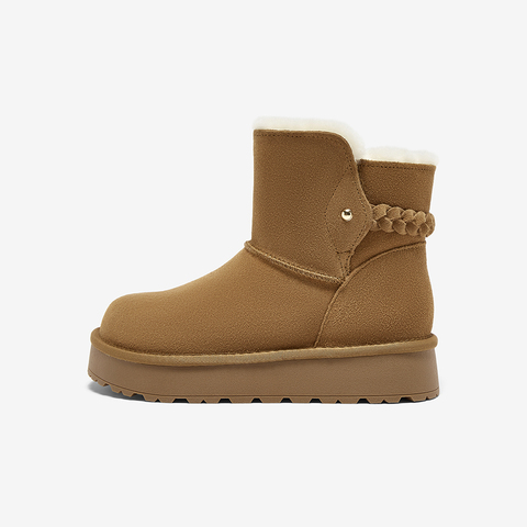 百思图2025冬季新款雪地靴时尚简约户外休闲女短靴DC725DD5