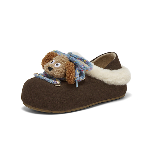 百思图2025冬季新款商场同款勃肯鞋复古加绒保暖女单鞋6710DM5