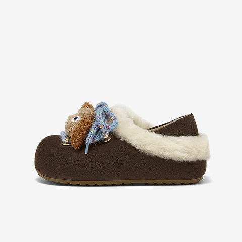 百思图2025冬季新款商场同款勃肯鞋复古加绒保暖女单鞋6710DM5