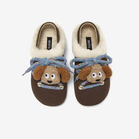 百思图2025冬季新款商场同款勃肯鞋复古加绒保暖女单鞋6710DM5