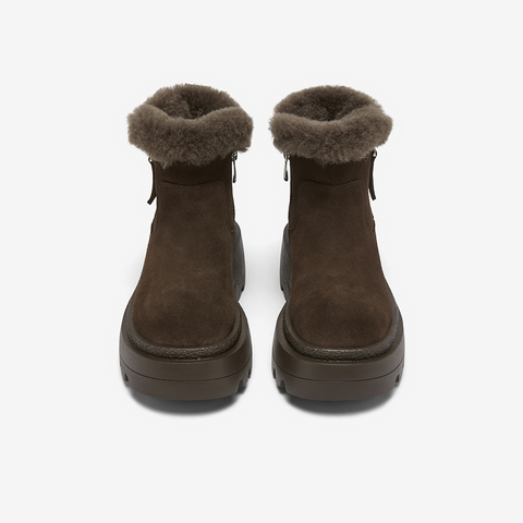 百思图2025冬季新款商场同款雪地靴时尚休闲户外女短靴E5603DD5