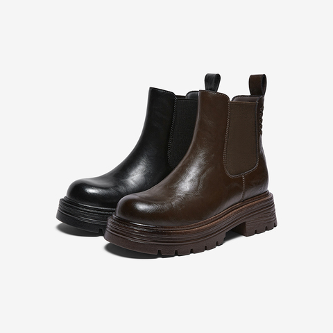 百思图2025冬季新款切尔西靴简约时尚通勤女短靴W0720DD5