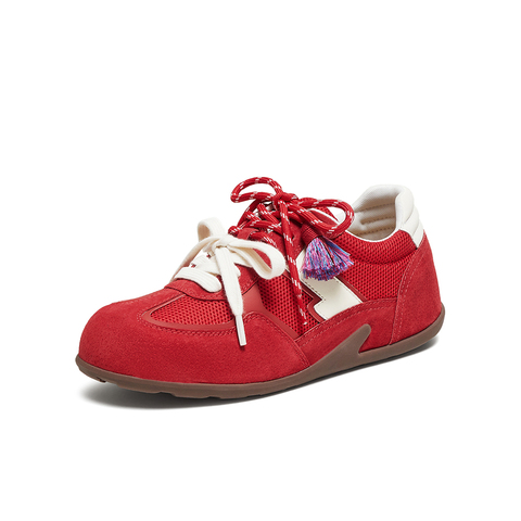 百思图2025秋季新款德训鞋时尚复古户外运动女休闲鞋A2565CM5