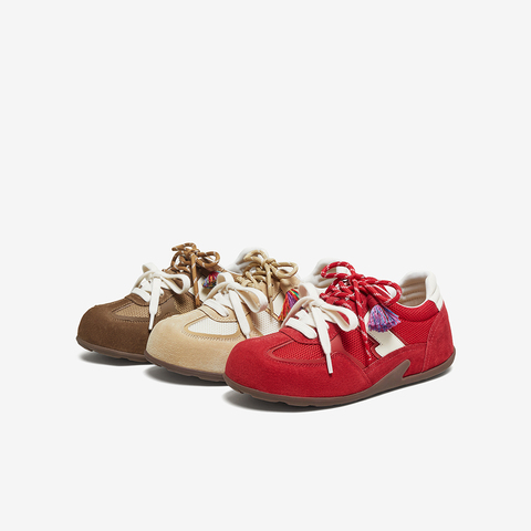 百思图2025秋季新款德训鞋时尚复古户外运动女休闲鞋A2565CM5