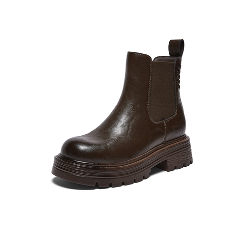 百思图2025冬季新款切尔西靴简约时尚通勤女短靴W0720DD5