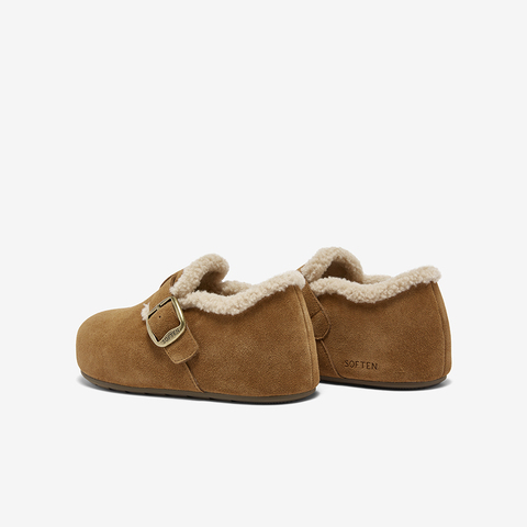 百思图2025冬季新款勃肯鞋时尚潮流复古加绒保暖女单鞋B3047DM5