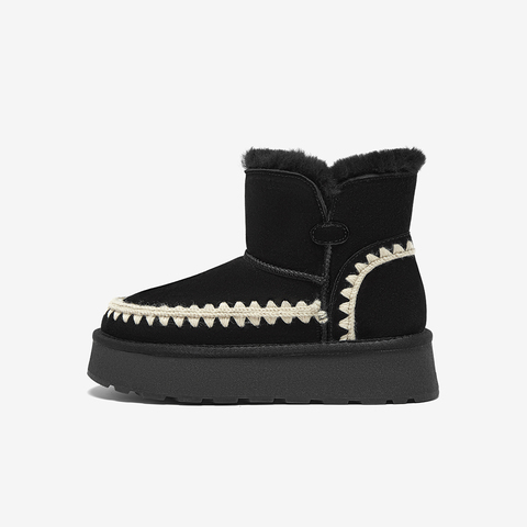 百思图2025冬季新款雪地靴时尚户外休闲运动女短靴L5928DD5