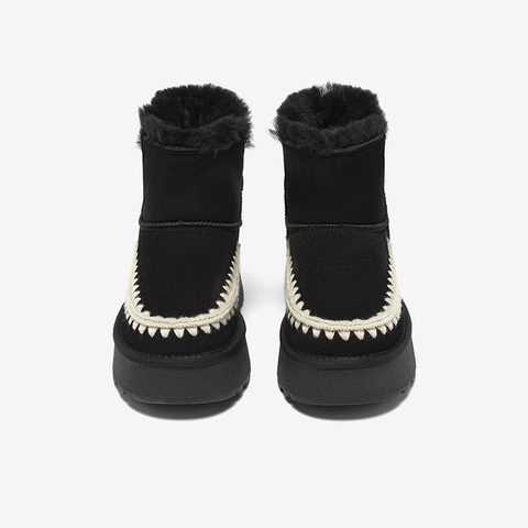 百思图2025冬季新款雪地靴时尚户外休闲运动女短靴L5928DD5