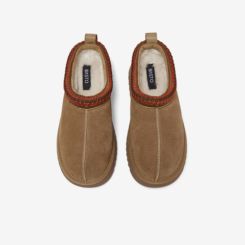 百思图2025冬季新款毛毛鞋时尚户外休闲加绒厚底女拖鞋DK807DM5