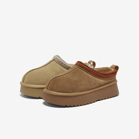 百思图2025冬季新款毛毛鞋时尚户外休闲加绒厚底女拖鞋DK807DM5