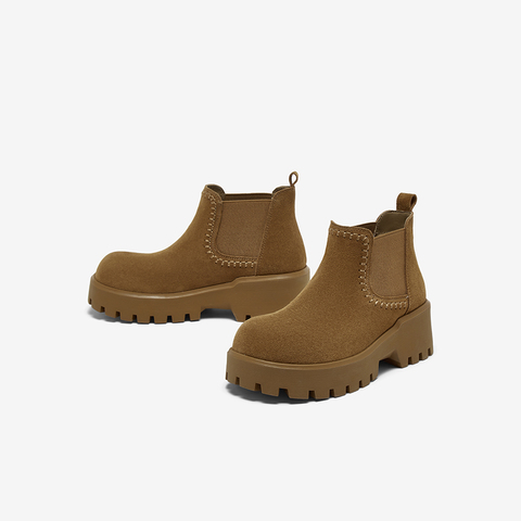 百思图2025冬季新款商场同款切尔西靴时尚潮流女短靴B9107DD5