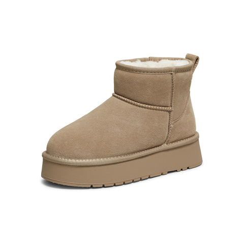百思图2025冬季新款雪地靴时尚简约户外休闲女短靴)N8116DD5