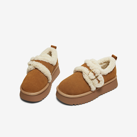 百思图2025冬季新款毛毛鞋棉鞋时尚户外加绒女休闲鞋DK990DM5