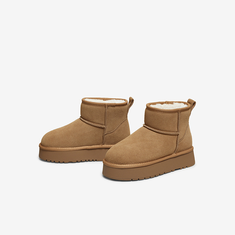 百思图2025冬季新款雪地靴时尚简约户外休闲女短靴)N8116DD5