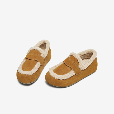 百思图2025冬季新款勃肯鞋时尚复古休闲加绒保暖女单鞋D3505DM5