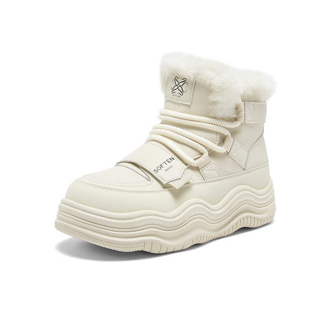 百思图2025冬季新款商场同款雪地靴时尚户外运动女短靴X5878DD5