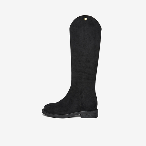 百思图2025冬季新款西部靴时尚潮流复古街头粗跟女长靴W1818DG5