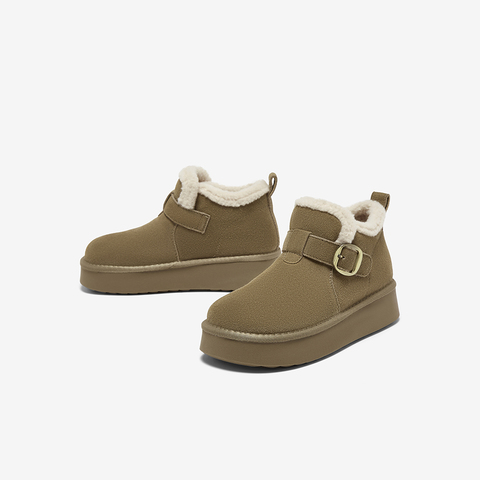 百思图2025冬季新款商场同款雪地靴时尚复古休闲女短靴N8082DD5