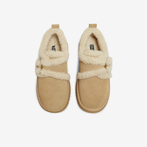 百思图2025冬季新款毛毛鞋棉鞋时尚户外加绒女休闲鞋DK990DM5