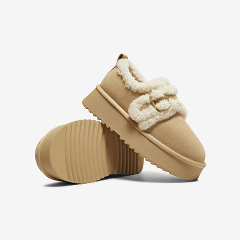 百思图2025冬季新款毛毛鞋棉鞋时尚户外加绒女休闲鞋DK990DM5