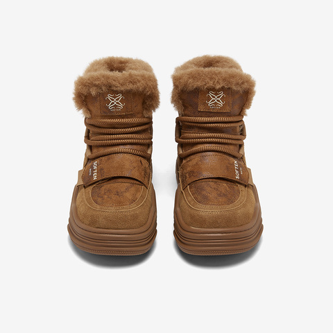 百思图2025冬季新款商场同款雪地靴时尚户外运动女短靴X5878DD5