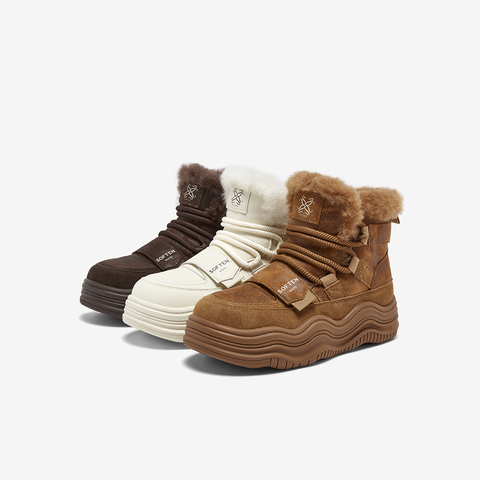 百思图2025冬季新款商场同款雪地靴时尚户外运动女短靴X5878DD5