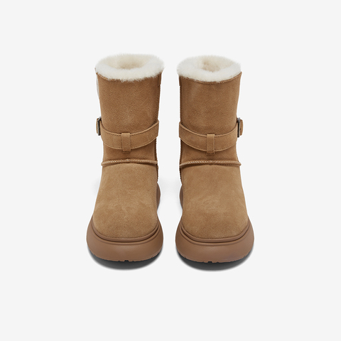 百思图2025冬季新款商场同款雪地靴时尚简约户外女中靴L2509DZ5