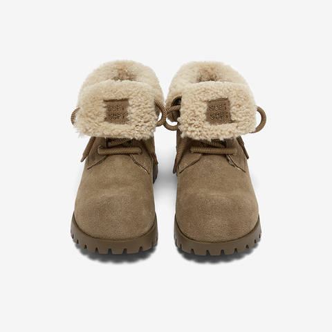 百思图2025冬季新款商场同款雪地靴时髦工装户外女短靴F1151DD5