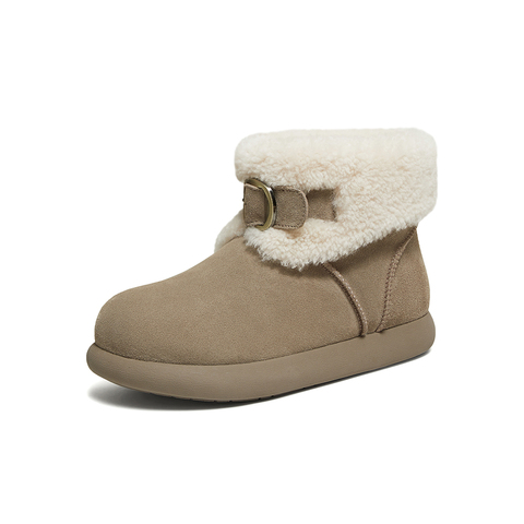 百思图2025冬季新款雪地靴时尚简约户外休闲女短靴L3728DD5