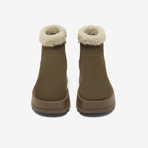 百思图2025冬季新款商场同款雪地靴时尚简约户外女短靴F5102DD5