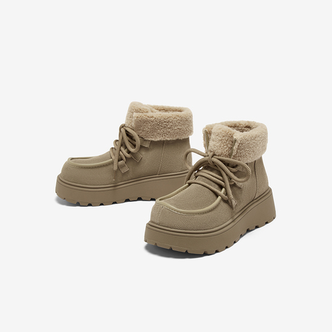 百思图2025冬季新款商场同款雪地靴时尚休闲女短靴L1828DD5