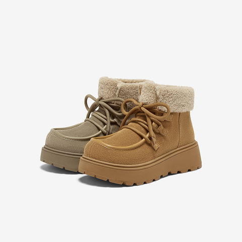 百思图2025冬季新款商场同款雪地靴时尚休闲女短靴L1828DD5