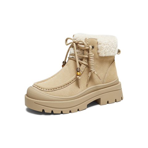 百思图2025冬季新款休闲靴时尚户外休闲运动女短靴DK819DD5