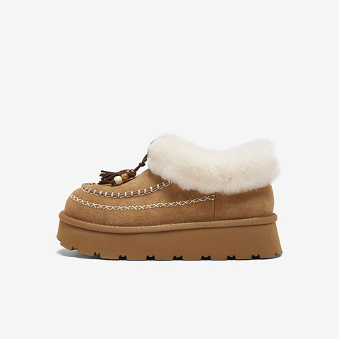 百思图2025冬季新款商场同款雪地靴休闲加绒保暖女短靴L0929DD5