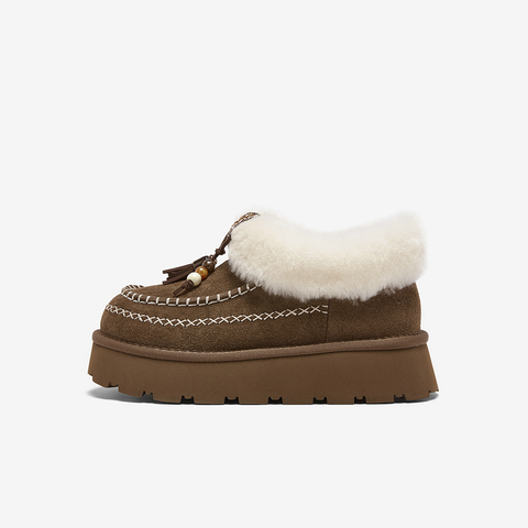 百思图2025冬季新款商场同款雪地靴休闲加绒保暖女短靴L0929DD5