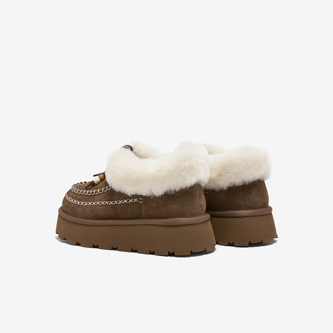 百思图2025冬季新款商场同款雪地靴休闲加绒保暖女短靴L0929DD5