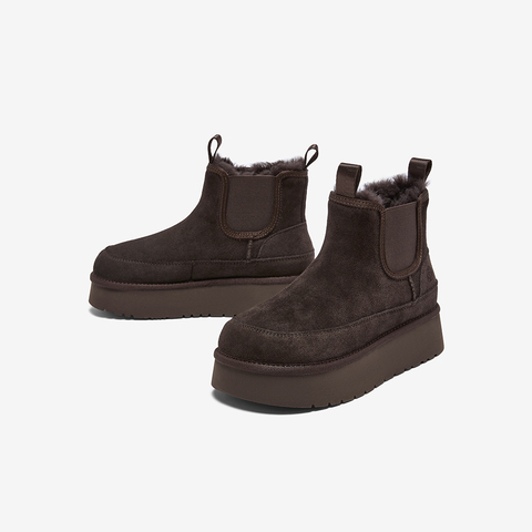 百思图2025冬季新款商场同款雪地靴时尚户外休闲女短靴D5856DD5