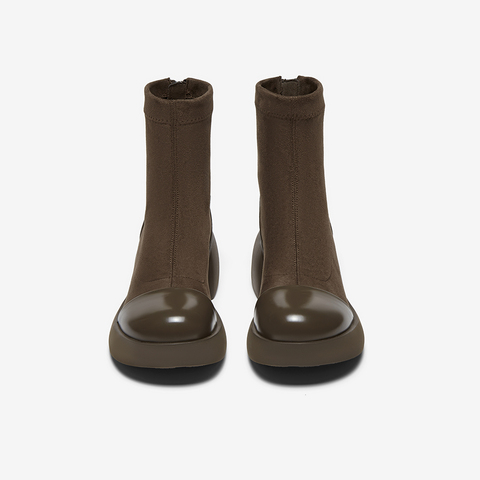 百思图2025冬季新款商场同款时装靴时尚通勤粗跟女中靴O3982DZ5