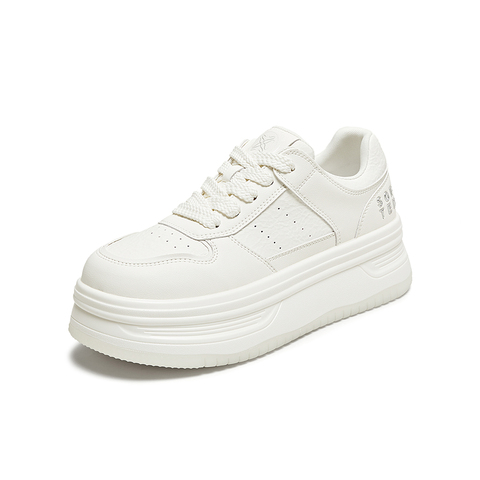 百思图2025秋季新款时尚户外街头运动小白鞋厚底女休闲鞋D3116CM5