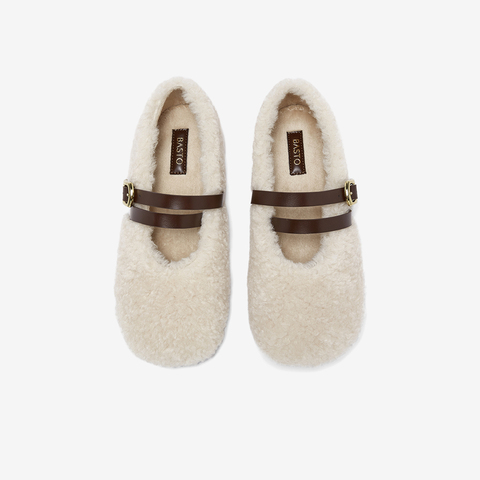 百思图2025冬季新款毛毛鞋时尚简约加绒保暖女单鞋F1812DQ5