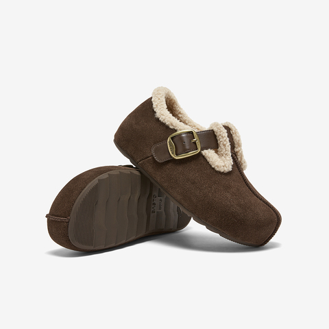 百思图2025冬季新款商场同款勃肯鞋复古加绒休闲女单鞋B9526DM5