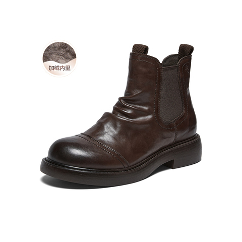 百思图2025冬季新款商场同款切尔西靴简约时尚女短靴CV262DD5
