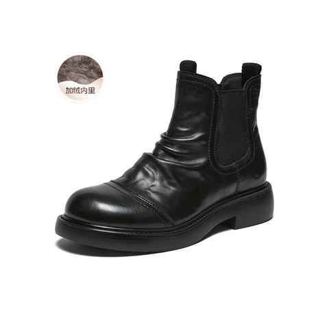 百思图2025冬季新款商场同款切尔西靴简约时尚女短靴CV262DD5