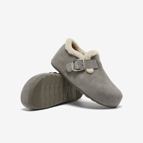 百思图2025冬季新款勃肯鞋时尚潮流复古加绒保暖女单鞋B3047DM5