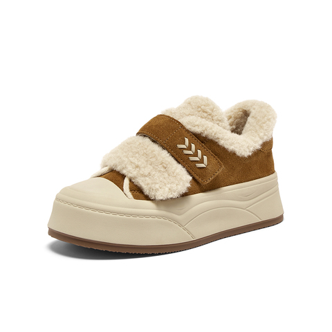 百思图2025冬季新款毛毛鞋棉鞋时尚加绒保暖女休闲鞋E1802DM5