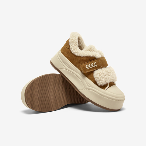 百思图2025冬季新款毛毛鞋棉鞋时尚加绒保暖女休闲鞋E1802DM5