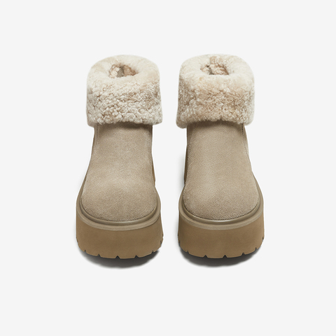 百思图2025冬季新款商场同款雪地靴时尚简约休闲女短靴L9528DD5