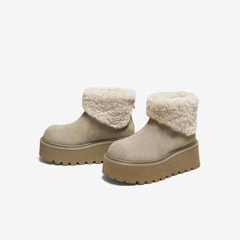 百思图2025冬季新款商场同款雪地靴时尚简约休闲女短靴L9528DD5