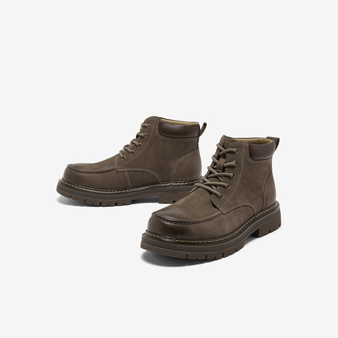 百思图2025冬季新款商场同款马丁靴时髦工装男短靴WF519DD5