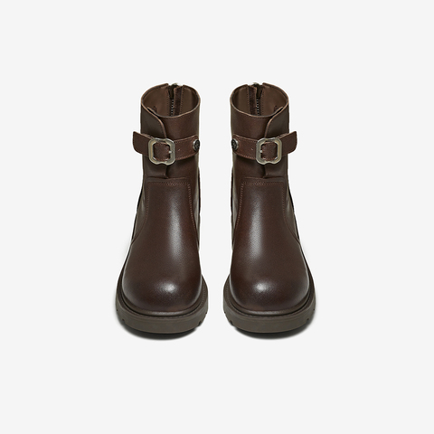 百思图2025冬季新款商场同款休闲靴时尚简约女短靴W8271DD5